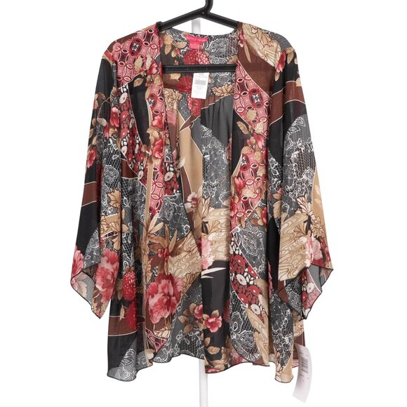 Sunny Leigh Kimono Cardigan XL Women NEW Floral Patchwork Open Front Lightweight - Picture 1 of 5
